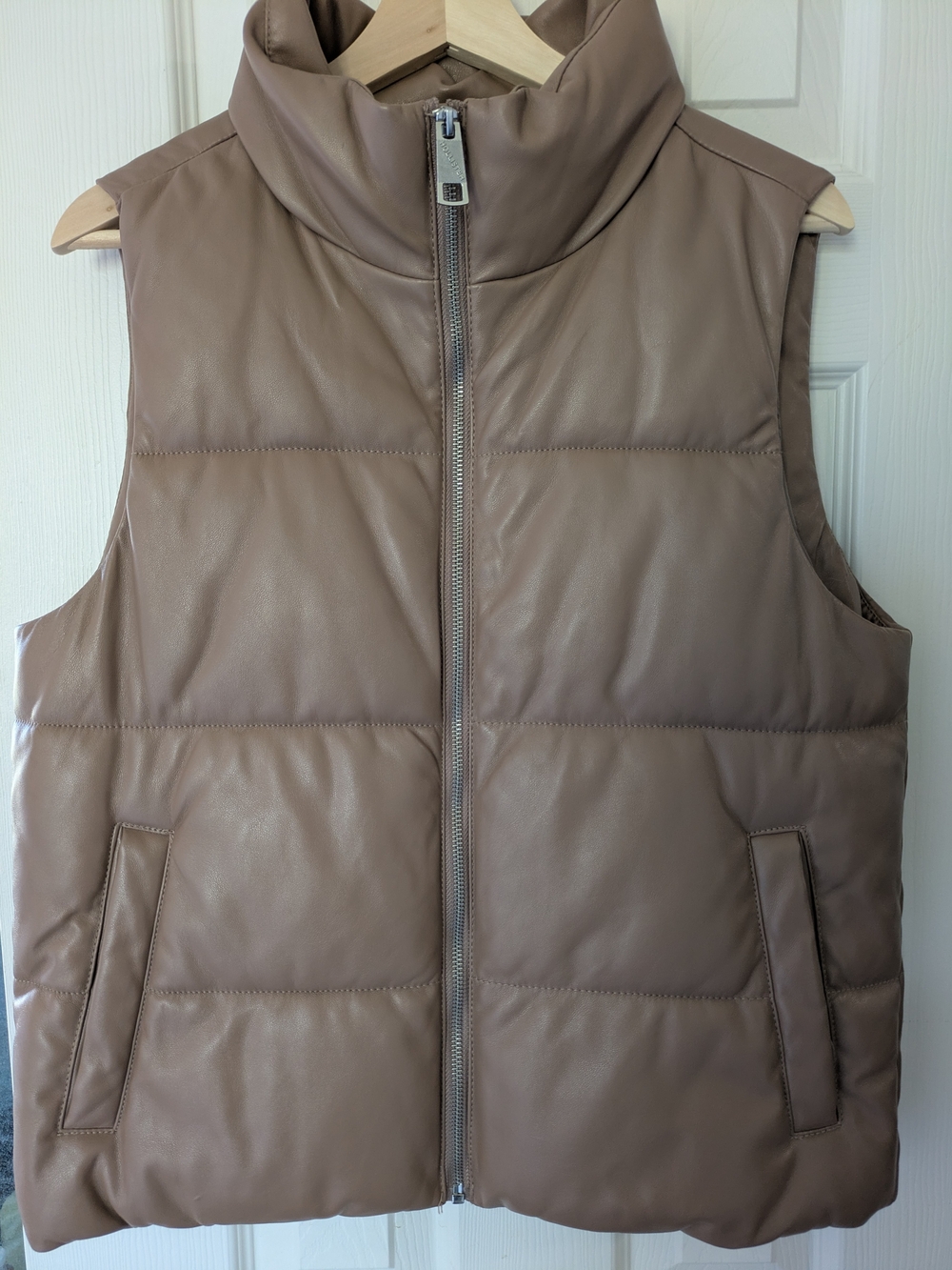 Hollister Taupe Puffer Vest with High Collar